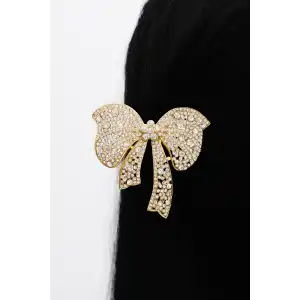 Altın Renk Kurdele Figürlü Taşlı Otomat Toka