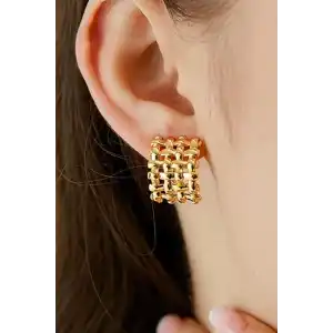 Altın Renk Metal Küpe (Çift)