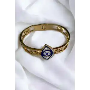 Altın Renk Nazar Boncuk Figürlü Çelik Bileklik