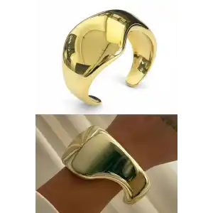 Altın Renk Plaka Kelepçe Bileklik