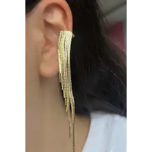 Altın Renk Sallantılı Ear Cuff (Tek)
