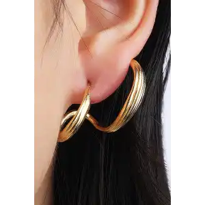 Altın Renk Sarmal Çelik Küpe (Çift)