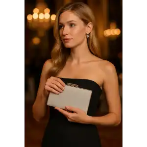 Altın Renk Simli Abiye Portföy Çanta