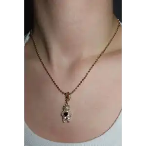 Altın Renk Siyah Taş Detaylı YSX Kolye