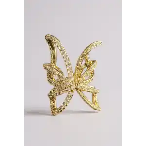 Altın Renk Taş Detaylı 14K Altın Kaplama TX Ear Cuff (Tek)