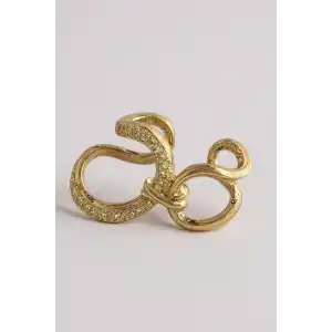 Altın Renk Taş Detaylı 14K Altın Kaplama TX Ear Cuff (Tek)