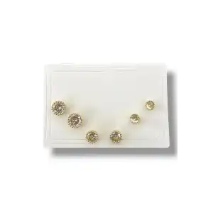 Altın Renk Taş Detaylı 6lı Küpe Set