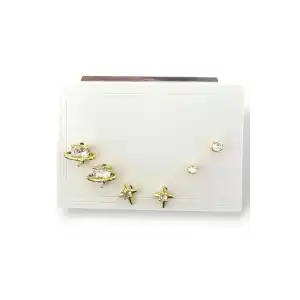 Altın Renk Taş Detaylı 6lı Küpe Set