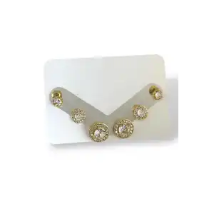 Altın Renk Taş Detaylı 6lı Küpe Set