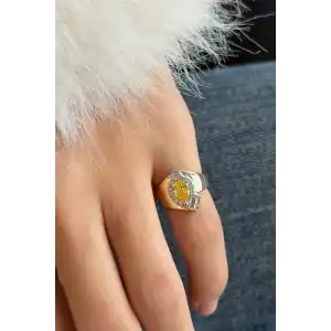 Altın Renk Taş Detaylı Ayarlanabilir Serçe Parmak Yüzüğü