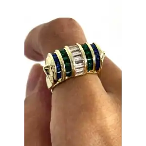 Altın Renk Taş Detaylı Ayarlanabilir Tasarım Yüzük