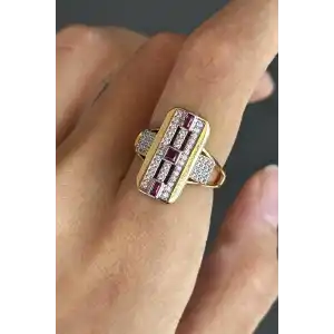 Altın Renk Taş Detaylı Ayarlanabilir YSX Yüzük