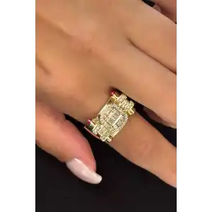 Altın Renk Taş Detaylı Ayarlanabilir YSX Yüzük