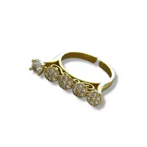 Altın Renk Taş Detaylı Ayarlanabilir Yüzük