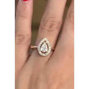 Altın Renk Taş Detaylı Ayarlanabilir Yüzük