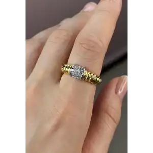 Altın Renk Taş Detaylı Ayarlanabilir Yüzük