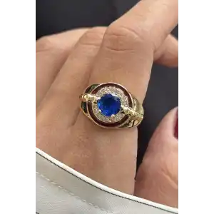 Altın Renk Taş Detaylı Ayarlanabilir Yüzük