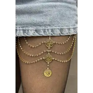 Altın Renk Taş Detaylı Bacak Aksesuarı