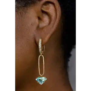 Altın Renk Taş Detaylı Çelik Küpe (Çift)