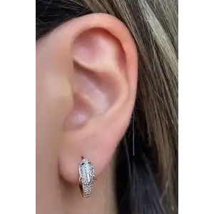 Altın Renk Taş Detaylı Çelik Xupıng Halka Küpe (Çift)