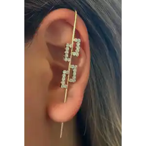 Altın Renk Taş Detaylı Çelik Xuping Küpe (Çift)