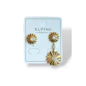 Altın Renk Taş Detaylı Çelik Xuping Küpe (Çift)