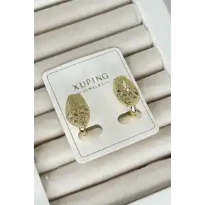 Altın Renk Taş Detaylı Çelik Xuping Küpe (Çift)