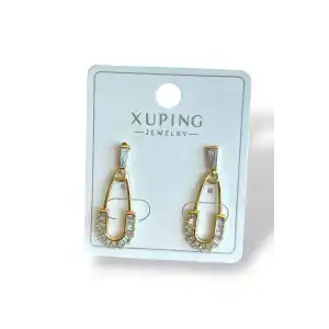 Altın Renk Taş Detaylı Çelik Xuping Küpe (Çift)