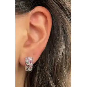 Altın Renk Taş Detaylı Çelik Xuping Küpe (Çift)