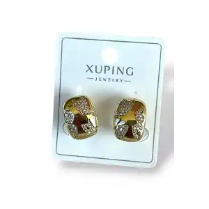 Altın Renk Taş Detaylı Çelik Xuping Küpe (Çift)