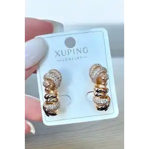 Altın Renk Taş Detaylı Çelik Xuping VİP Küpe (Çift)