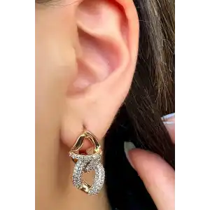 Altın Renk Taş Detaylı Çelik Xuping VİP Küpe (Çift)