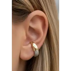 Altın Renk Taş Detaylı Ear Cuff (Tek)