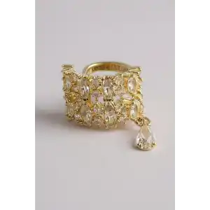 Altın Renk Taş Detaylı Ear Cuff (Tek)