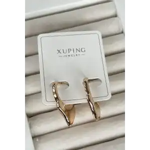 Altın Renk Taş Detaylı Halka Çelik Xuping Küpe (Çift)