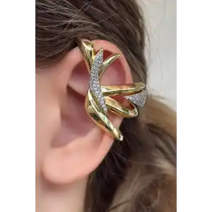 Altın Renk Taş Detaylı Kulak Aksesuarı