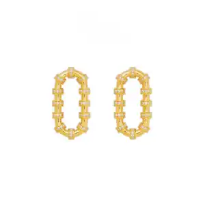 Altın Renk Taş Detaylı Küpe (Çift)