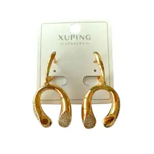 Altın Renk Taş Detaylı Sallantılı Çelik Xuping Küpe (Çift)