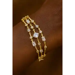 Altın Renk Taş Detaylı Tasarım Bileklik