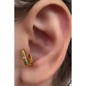 Altın Renk Taş Detaylı Çelik Tragus/Kıkırdak Küpe/Piercing (Tek)