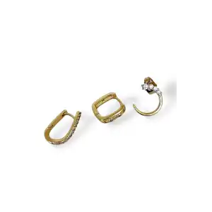 Altın Renk Taş Detaylı VİP 3lü YSX Küpe Set