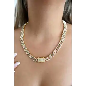 Altın Renk Taş Detaylı VİP Tasarım Kolye