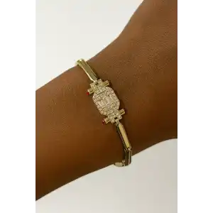 Altın Renk Taş Detaylı VİP YSX Bileklik