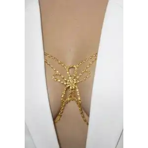 Altın Renk Taş Detaylı Vücut Aksesuarı