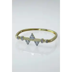 Altın Renk Taş Detaylı YSX Kelepçe Bileklik