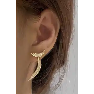 Altın Renk Taş Detaylı YSX Küpe