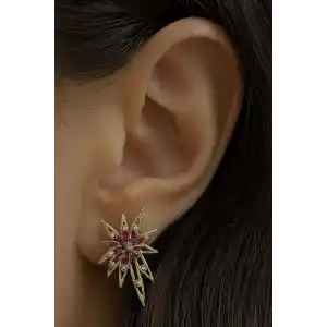 Altın Renk Taş Detaylı YSX Küpe