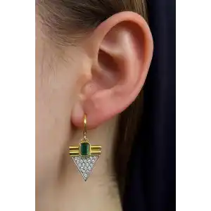 Altın Renk Taş Detaylı YSX Küpe (Çift)