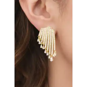 Altın Renk Taşlı Abiye Küpe (Çift)