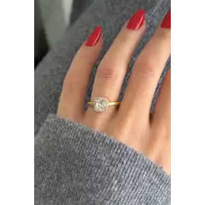 Altın Renk Taşlı Baget Yüzük (Ayarlanabilir)